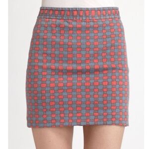 Marc By Marc Jacobs Blue & Red Molly Check Twill 98% Cotton Mini Skirt NWT 8